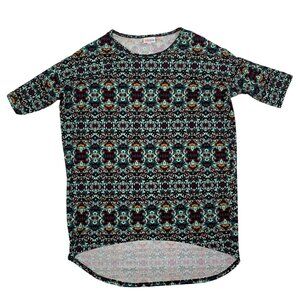 LuLaRoe XS Simply Comfortable Women's Irma Tunic Top Graphic Print Short Sleeve